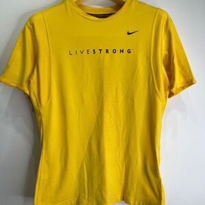 Nike Bright Yellow Fit Dry Size L (12-14) LiveSTRONG Athletic shirt vented back